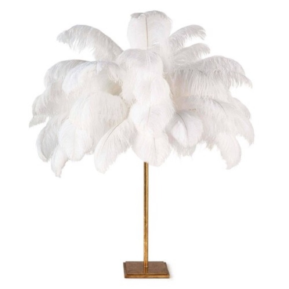 Regina Andrew Josephine Feather Table Lamp White Gold